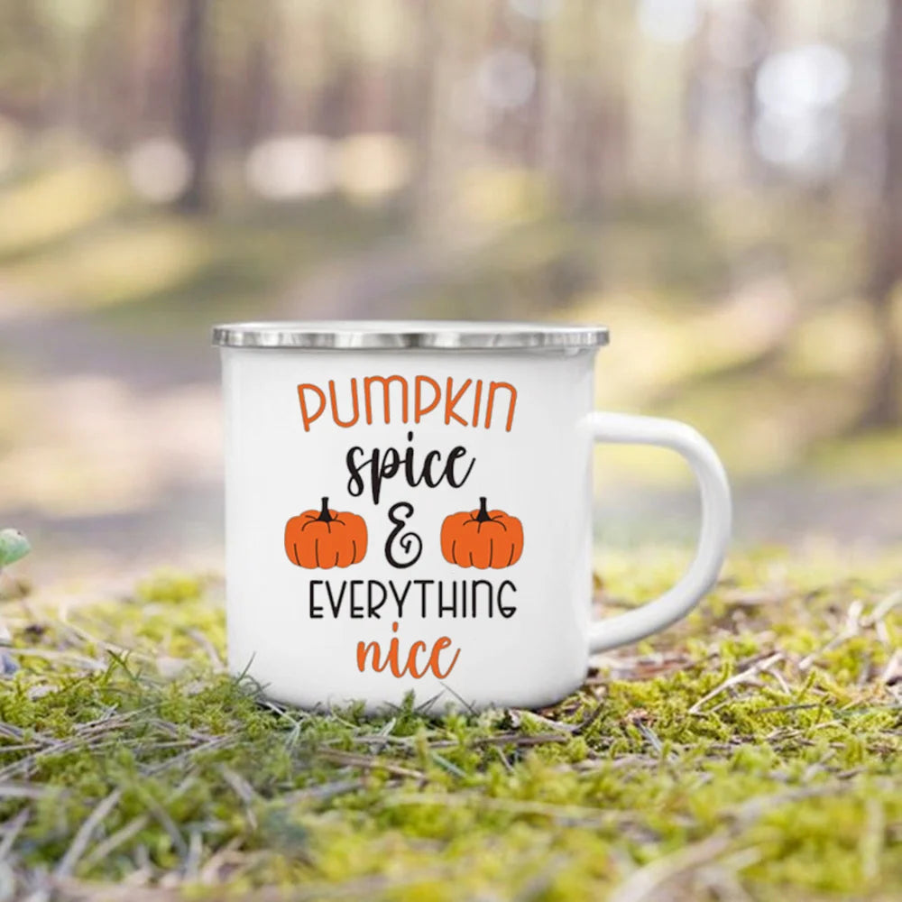Mugs émail citrouille et animaux