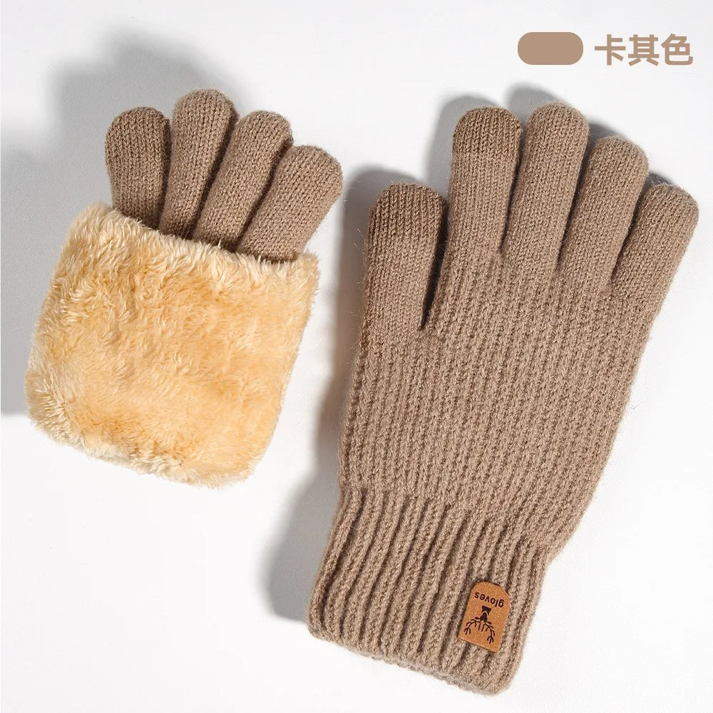 Women's Thermal Touchscreen Gloves - Cable Knit Fleece Lined, Soft Warm Winter for Outdoor Riding Commuting, Autumn Winter