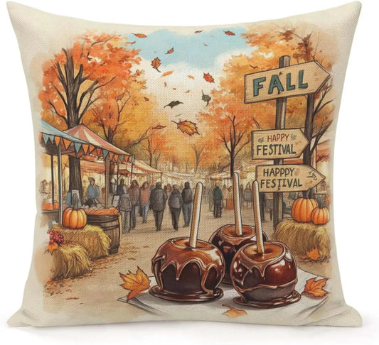 Taie d'oreiller citrouille d'automne (45x45 cm)