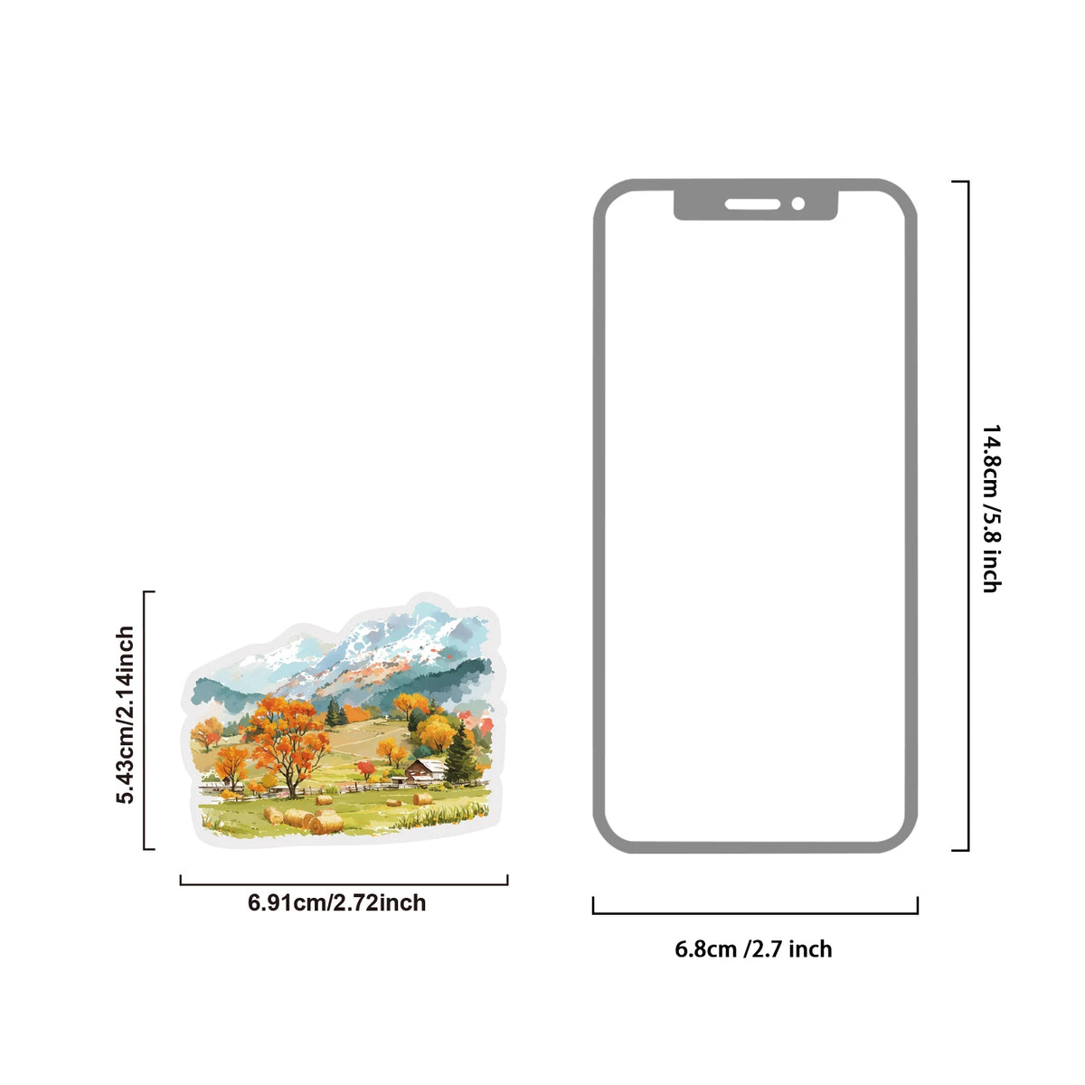 Etori Life Falling Leaves and Autumn 15Pcs Golden Autumn Scenery with Lake and Stream Pattern Pet Stickers for Laptops, Phone Stickers, Photo Albums, Suitcases, Room Decoration, Scrapbooking Supplies, DIY Crafts, Student Gift
