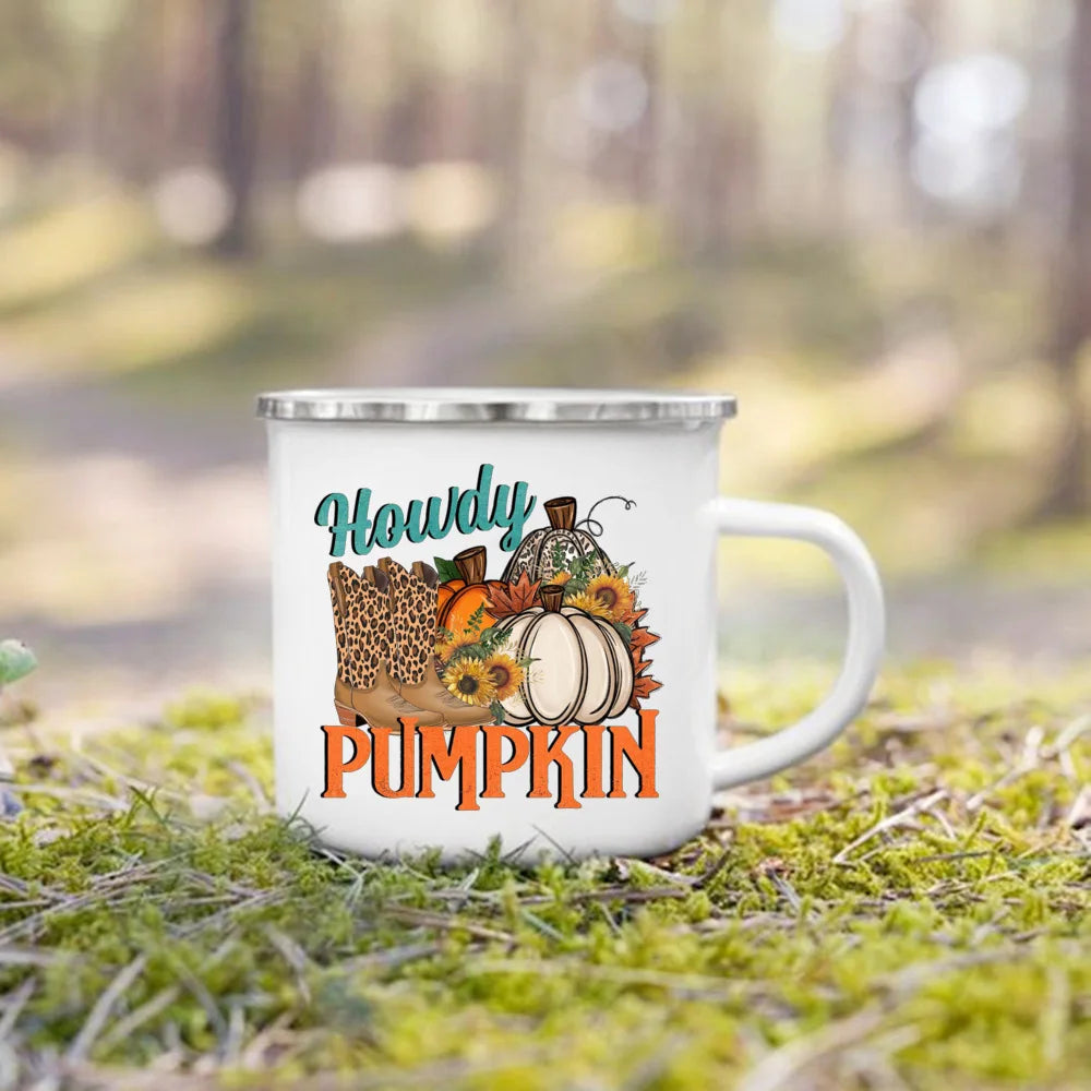 Mugs émail citrouille et animaux