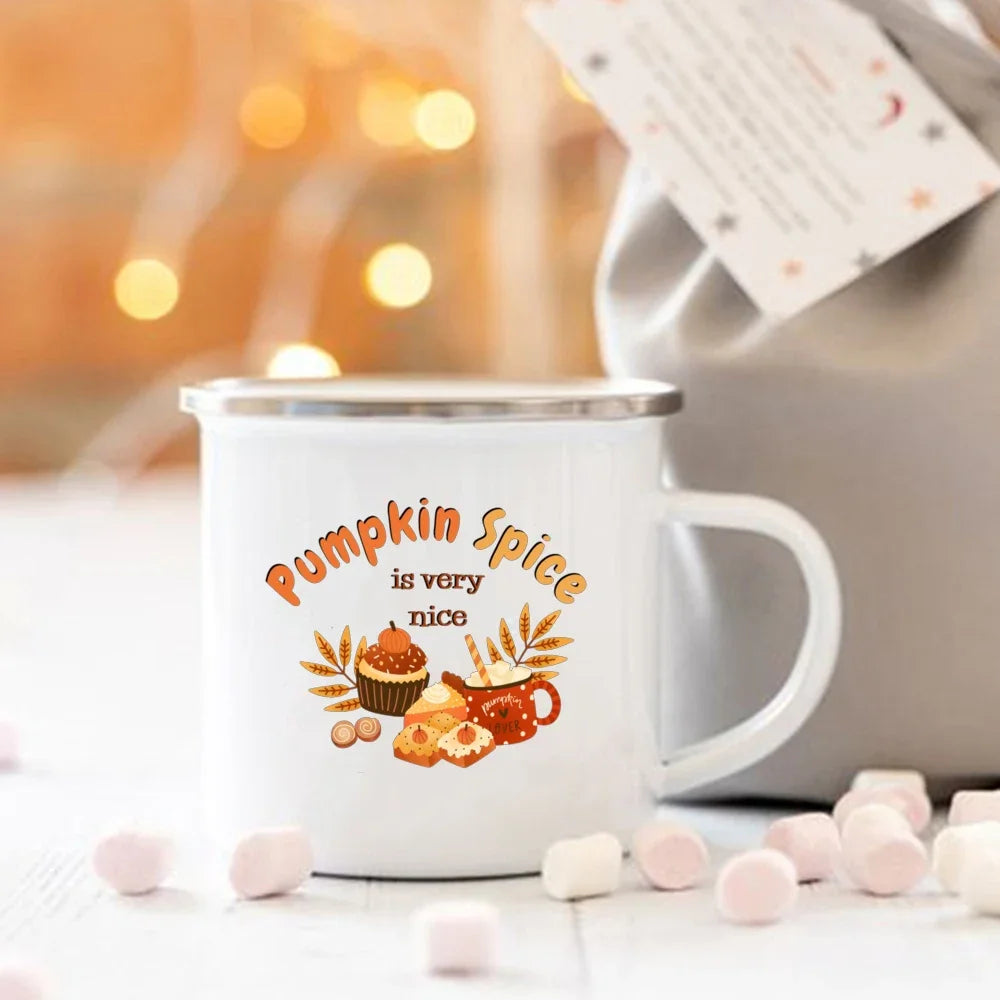 Mug émail « Pumpkin Spice and Everything Nice »