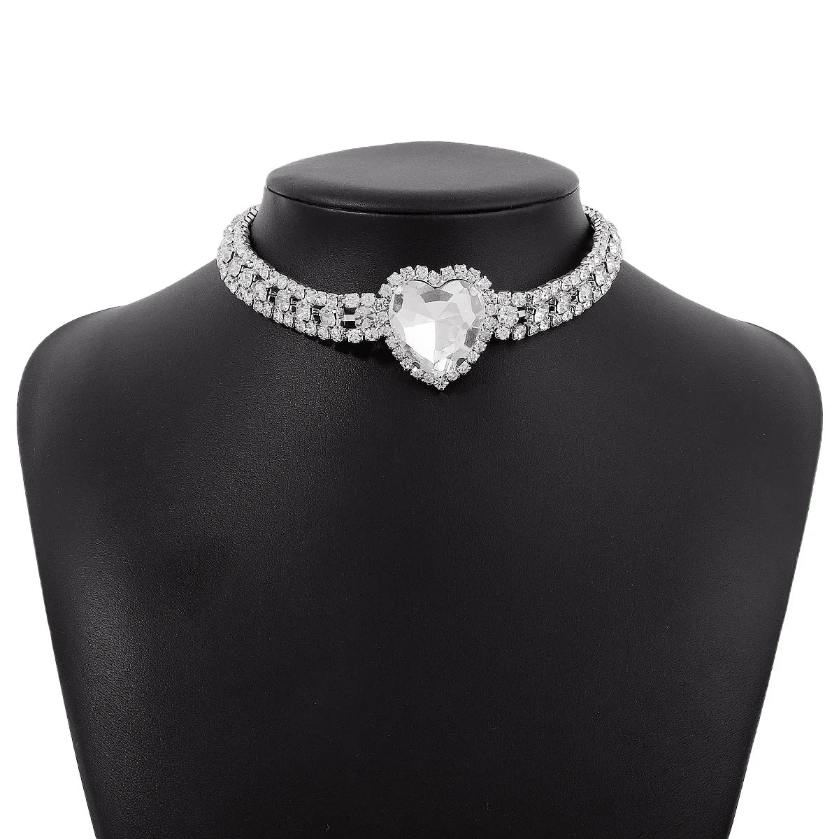 Ras-du-cou cœur strass doré