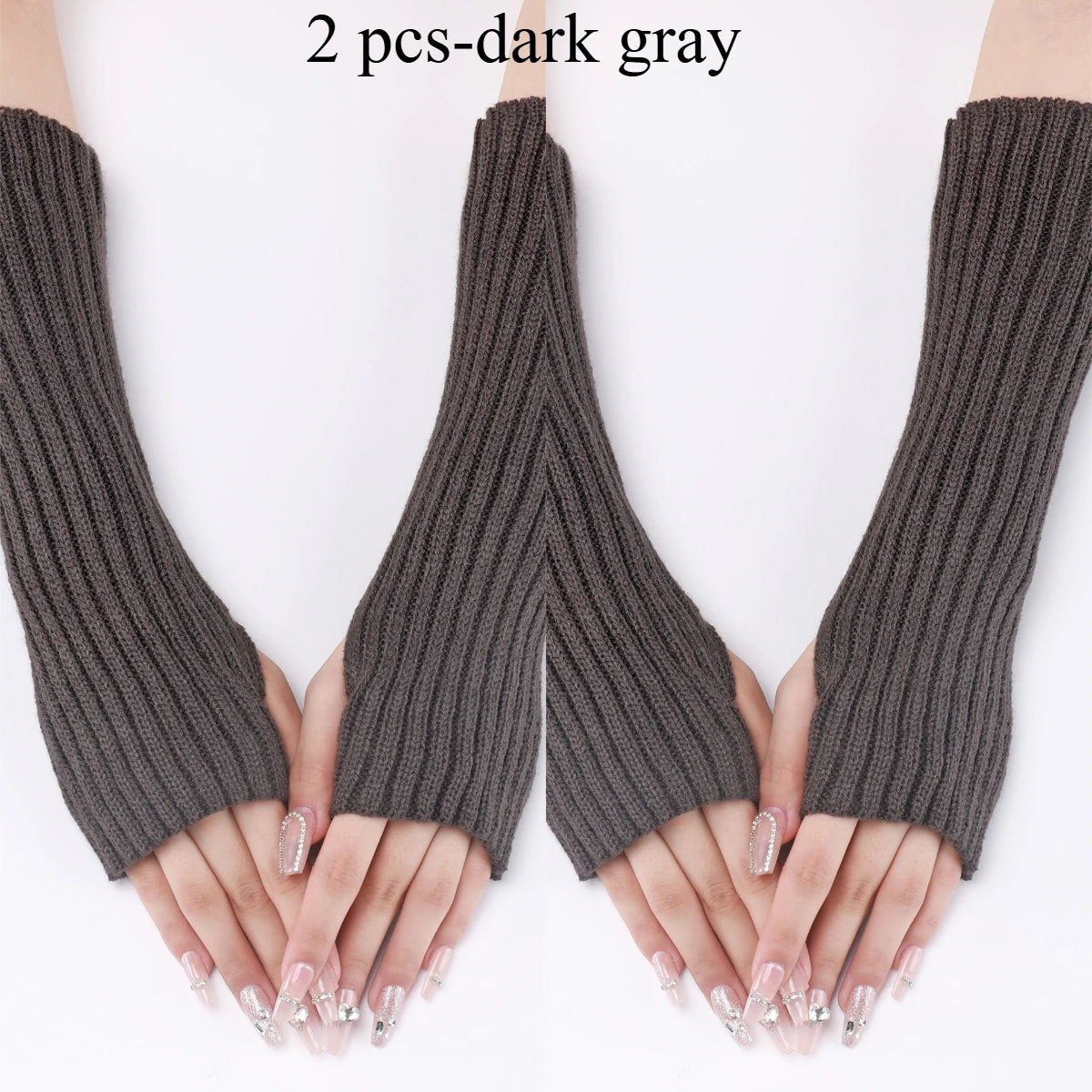 Long Fingerless Gloves Women Mitten Winter Arm Warmer Kawaii Knitted Sleeve Soft Girls Anime Clothes Punk Gothic Lolita 1/2/5 pc