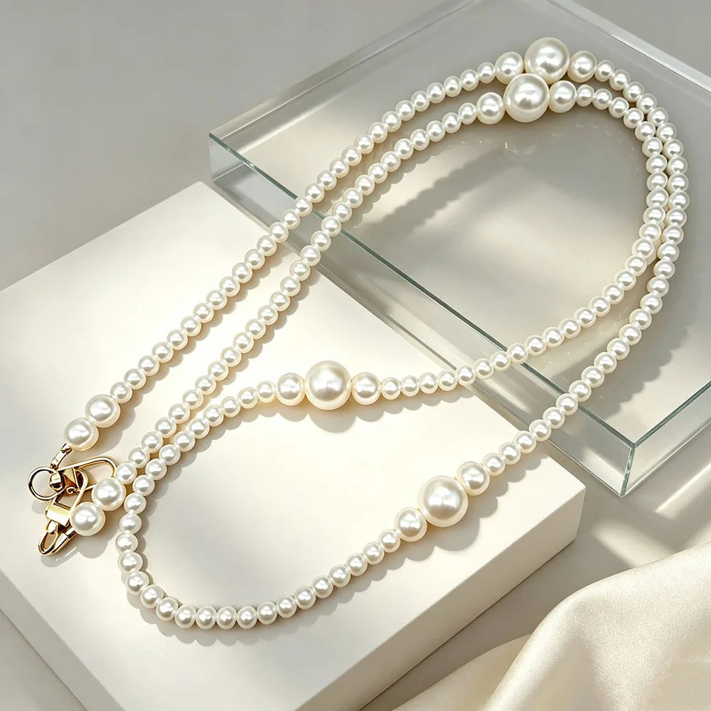 Chaîne de téléphone perles blanches – Bandoulière