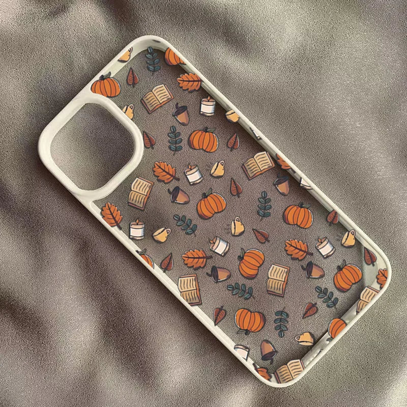 Coque Halloween Citrouille & Crâne Transparente pour iPhone 11/12/13/14/15/16/17/18 Pro Max
