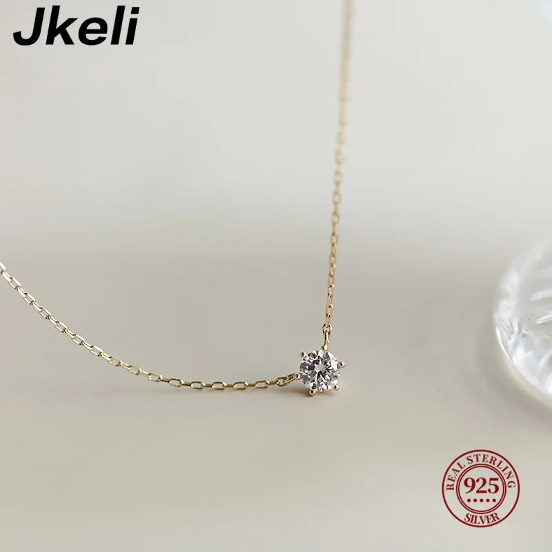 Collier zircon solitaire doré