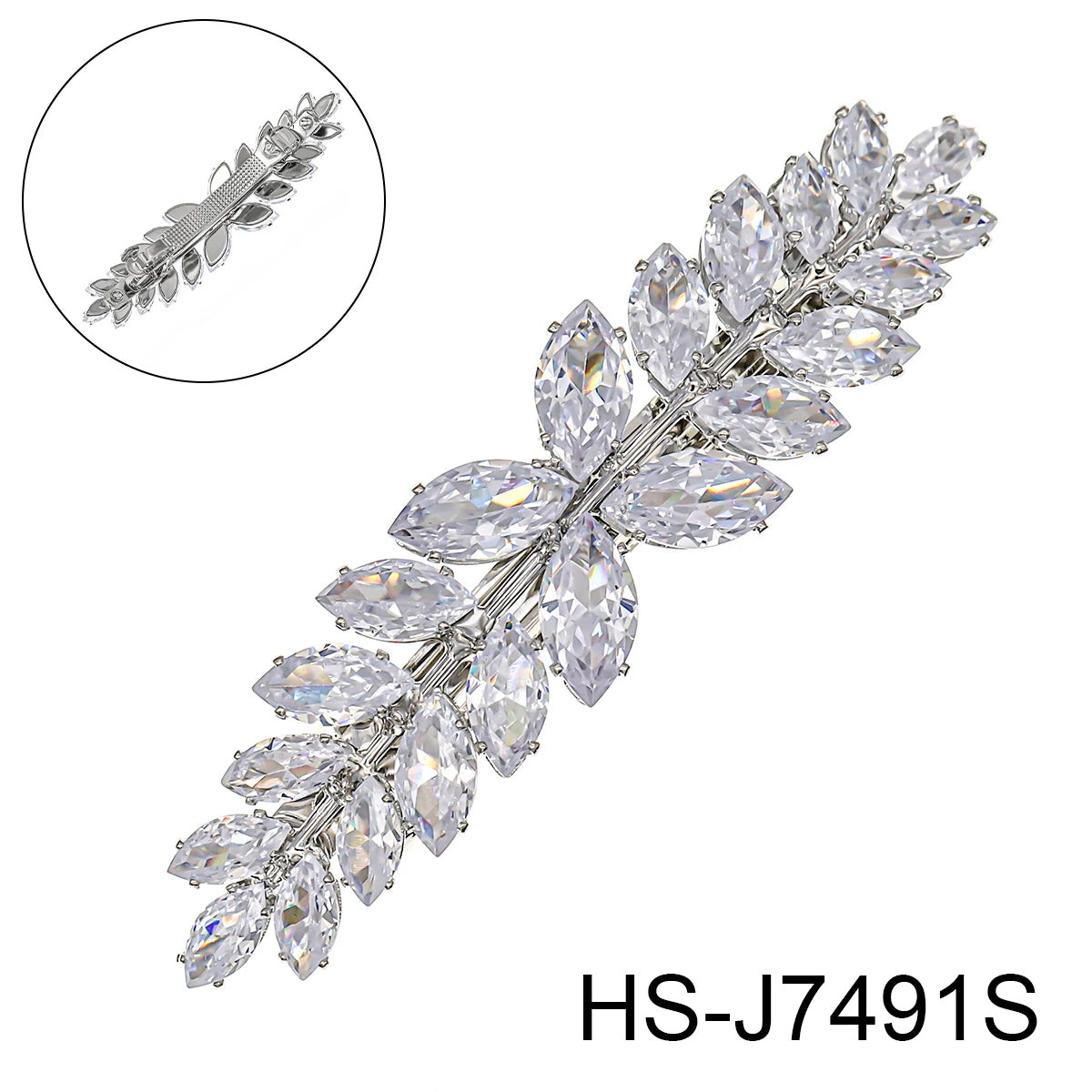 Fashion Barrette Cubic Zirconia Leaf Hair Clips for Women Accessories Bridal Wedding Hair Jewelry Party Bride Headpiece