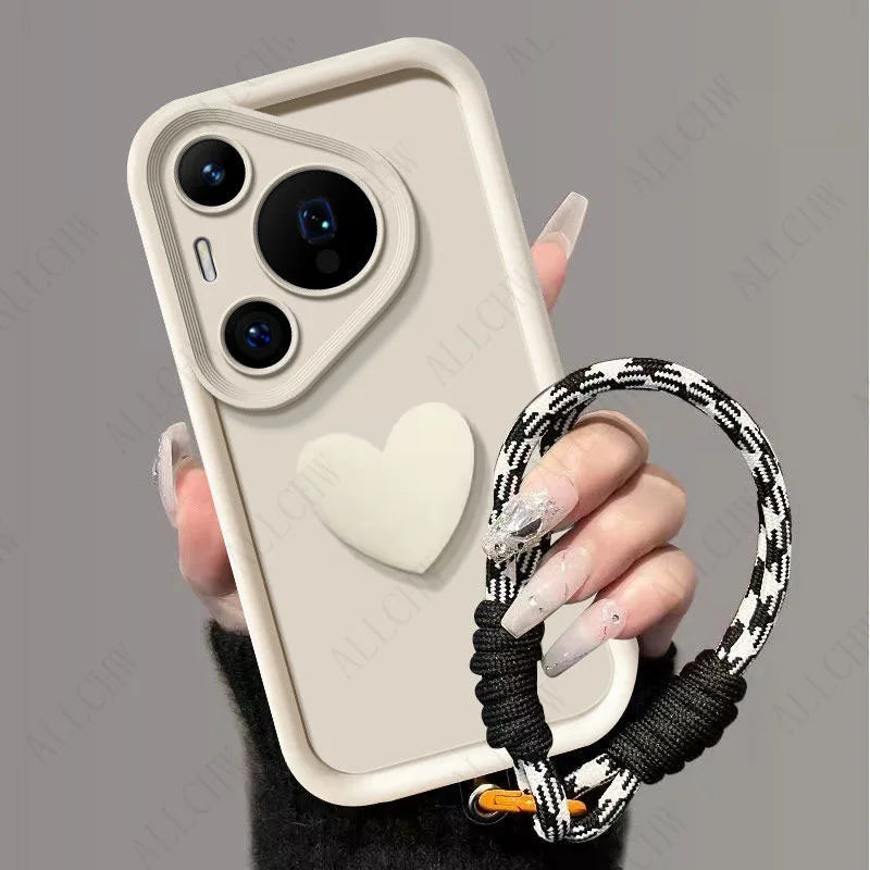 Coque Huawei Pura 80/Pro/Ultra avec Cœur 3D et Sangle