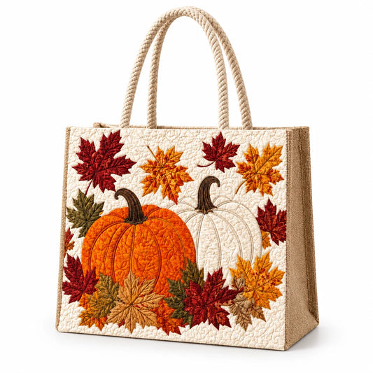 Sac imprimé d'automne (citrouille, café, feuilles)