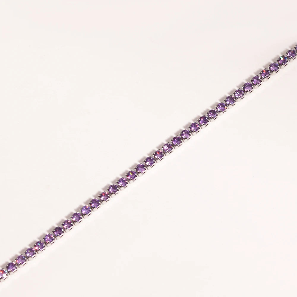 Collier tennis zircones colorées doré