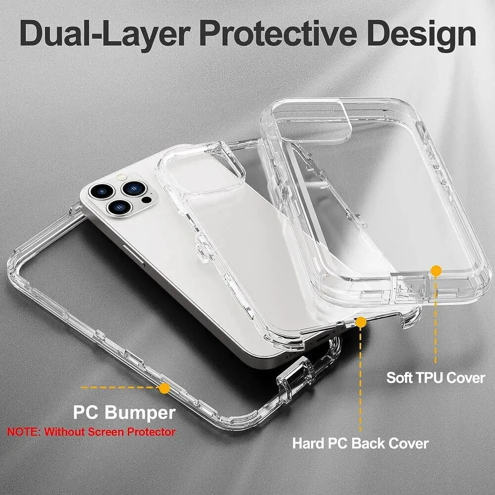 Coque Renforcée 3-en-1 Antichoc pour iPhone 11/12/13/14/15/16/17/18 Pro Max