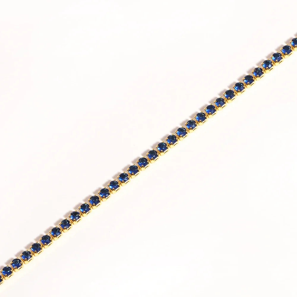 Collier tennis zircones colorées doré