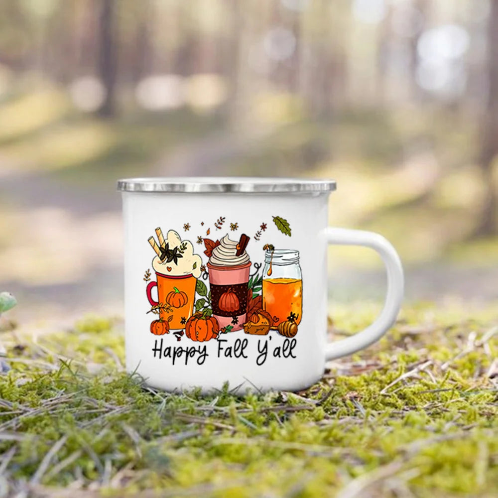 Mugs émail citrouille et animaux