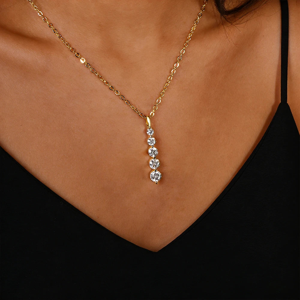 Collier barre moissanite doré