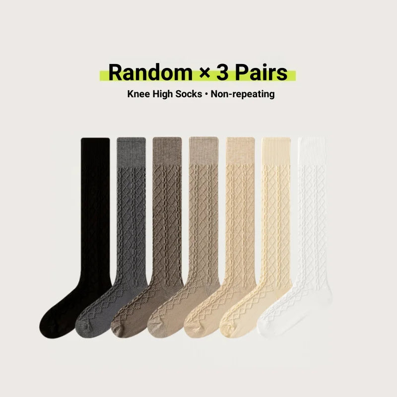 1/3/5 Pairs Women Winter Thermal Thigh High Socks Wool Blend Over Knee Warm Knitted Socks Fashion Slimming Knee High Boot Socks