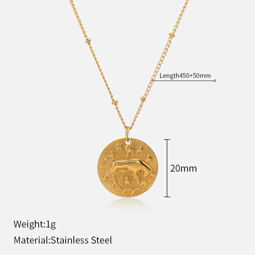 Collier médaillon zodiaque doré
