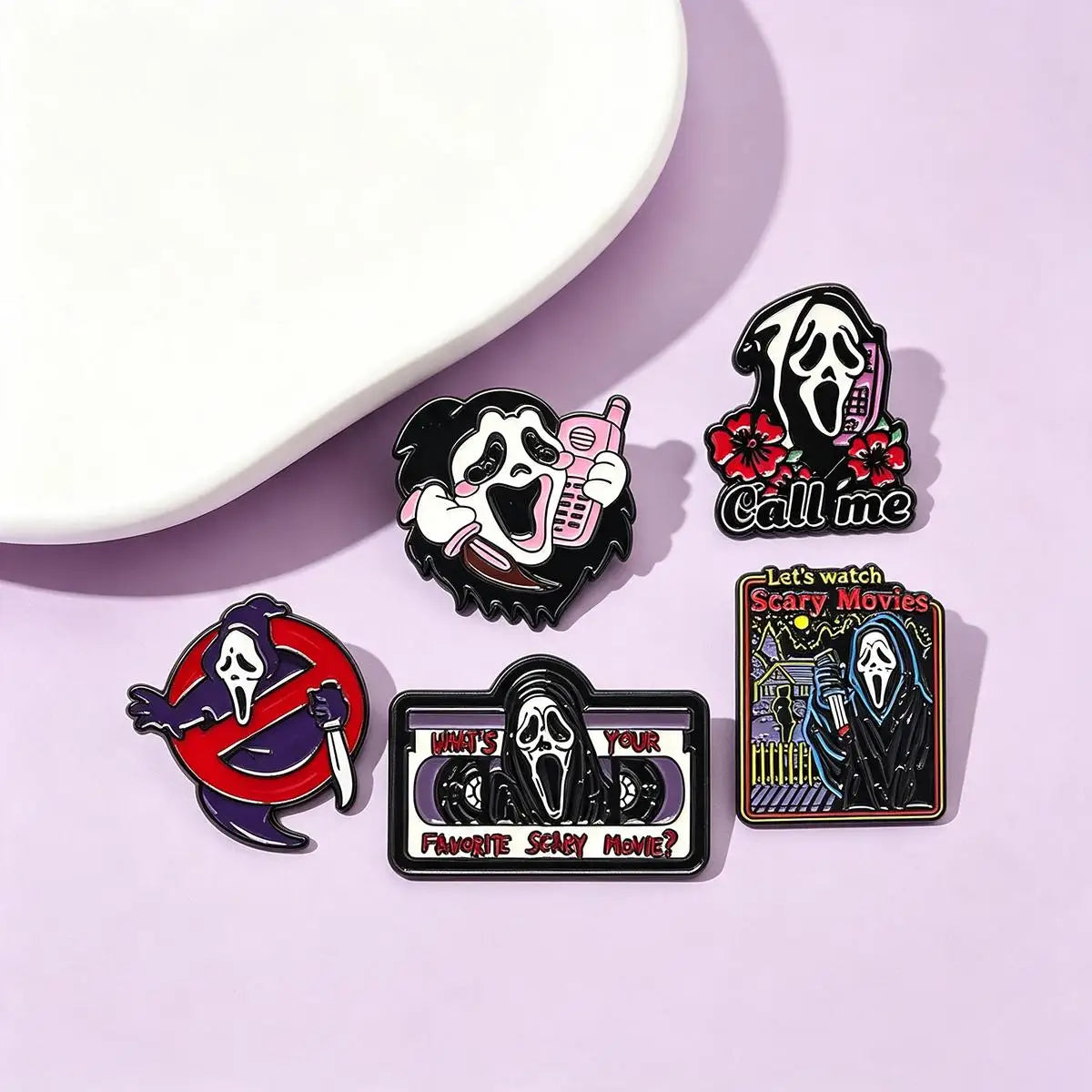 Lot de 5 pins émail Halloween – Style gothique
