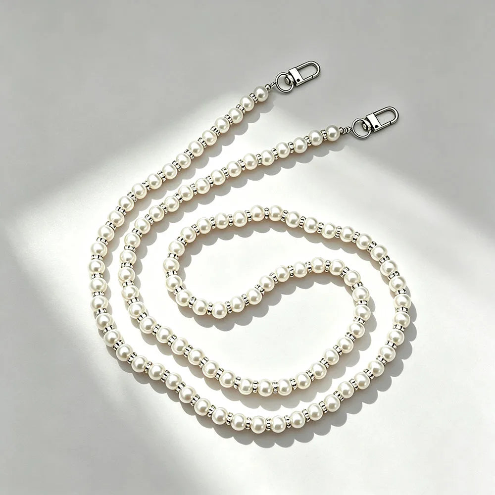 Chaîne de téléphone perles blanches – Bandoulière