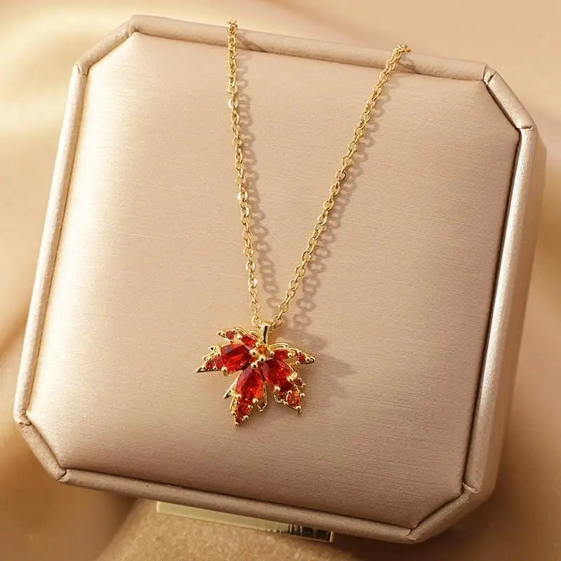 Gold Dainty Maple Leaf Necklace Autumn Maple Leaf Pendant Necklace Halloween Christmas Thanksgiving Gift Jewelry