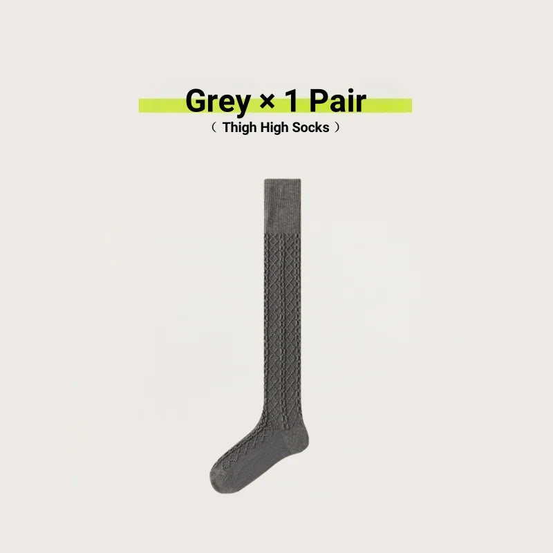 1/3/5 Pairs Women Winter Thermal Thigh High Socks Wool Blend Over Knee Warm Knitted Socks Fashion Slimming Knee High Boot Socks