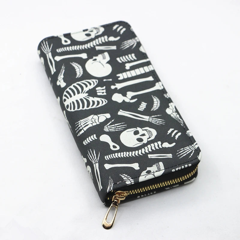 Portefeuille squelette noir et blanc – Halloween pour femme