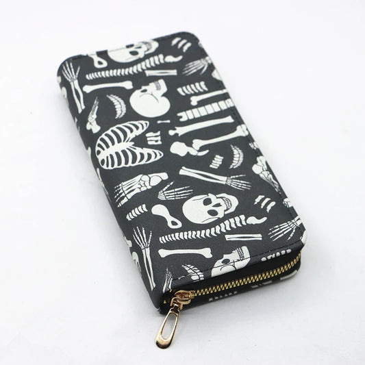 Portefeuille squelette noir et blanc – Halloween pour femme
