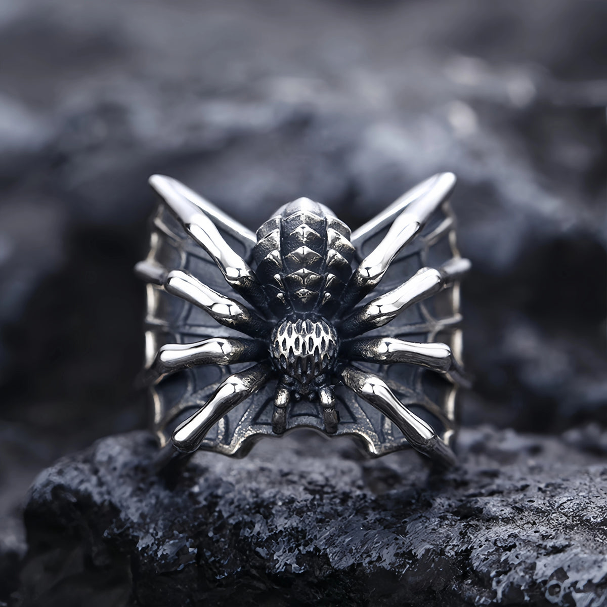 Bague araignée ajustable – Style gothique Halloween
