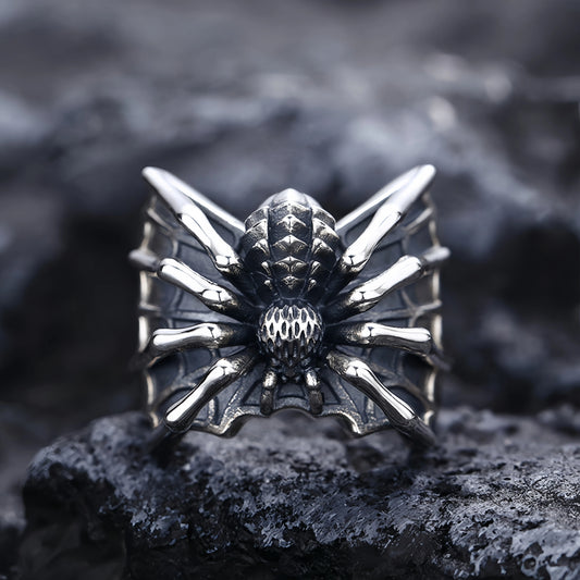 Bague araignée ajustable – Style gothique Halloween