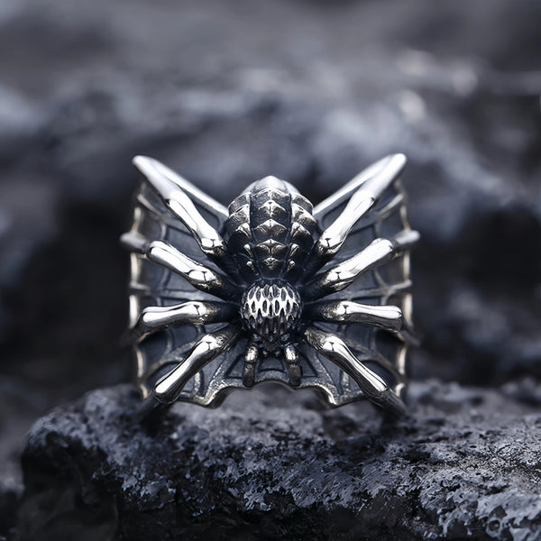 Bague araignée ajustable – Style gothique Halloween