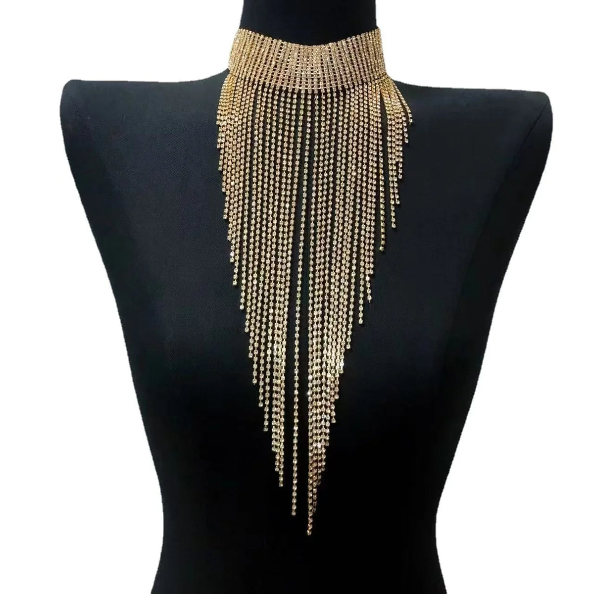 Collier pompon strass doré