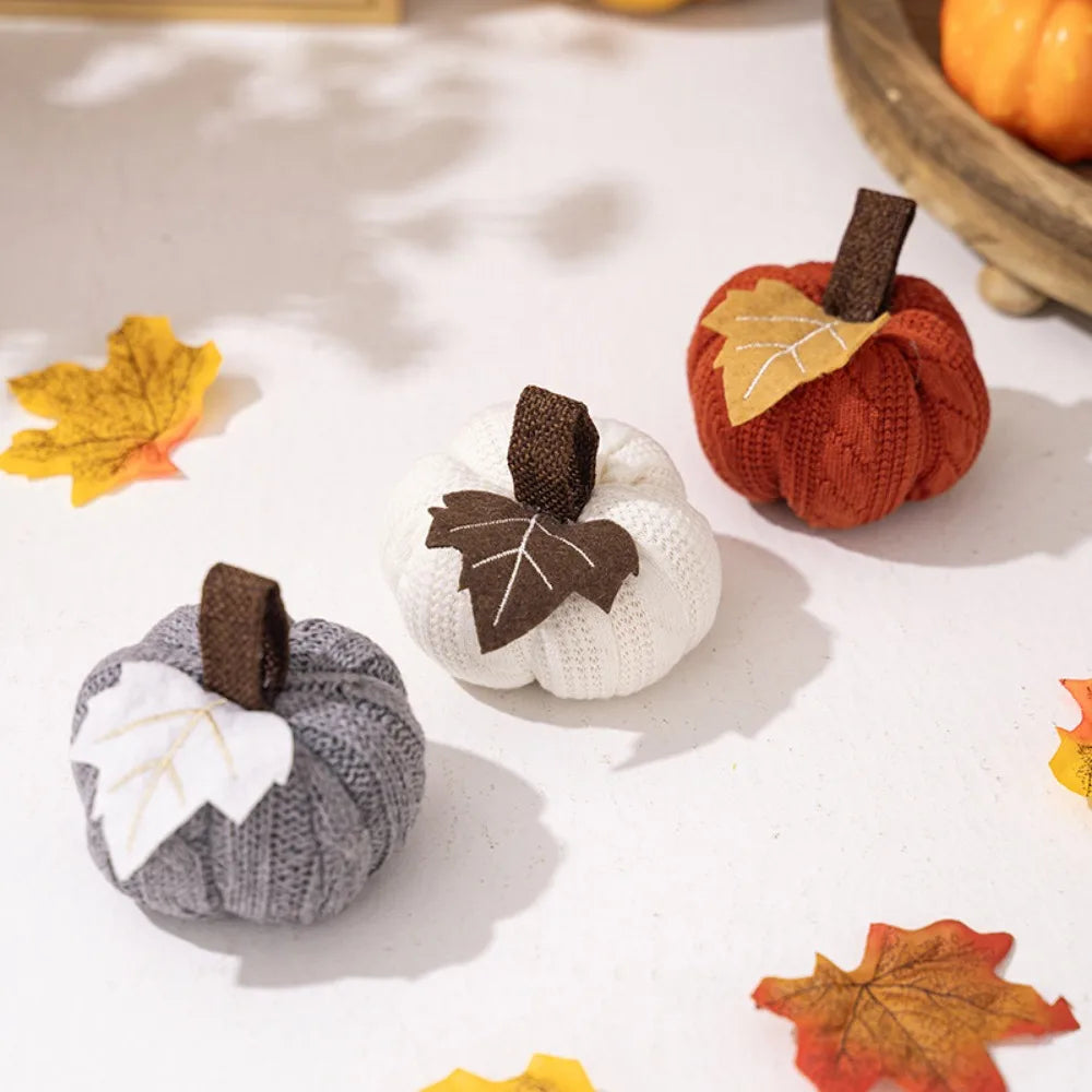 Set de 3 citrouilles décoratives en tissu – Tons d'automne