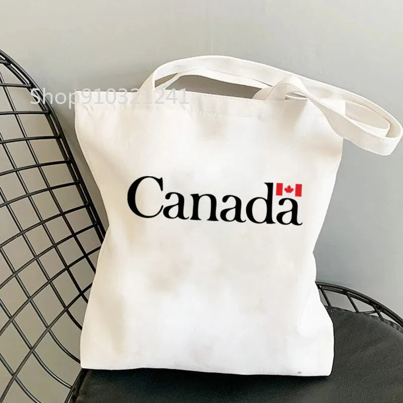 Maple leaves Handbags Cartoon Love Canada Shoulder Bags Shopping Bags Eco Daily Use Handbag Large Capacity Tote Bag