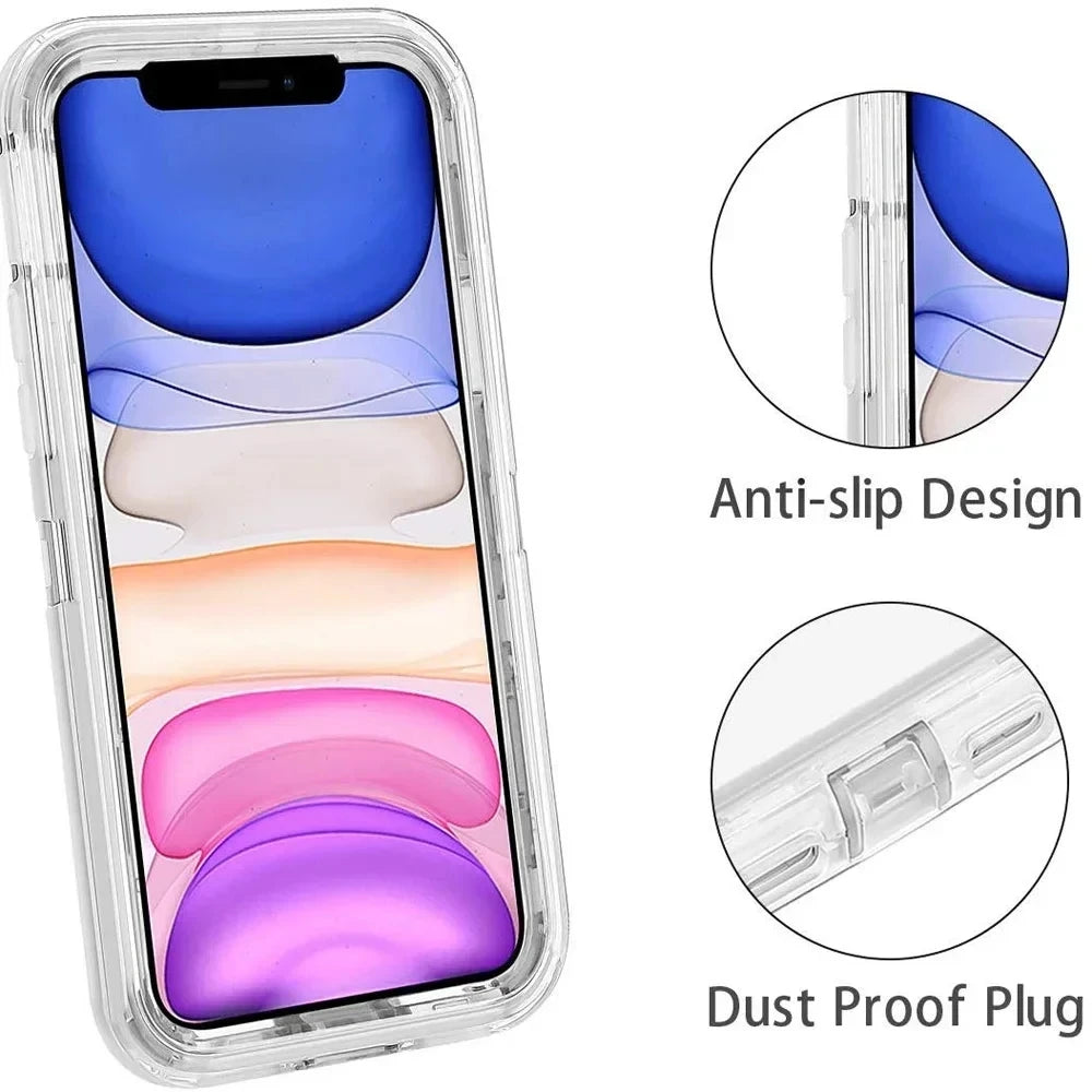 Coque Renforcée 3-en-1 Antichoc pour iPhone 11/12/13/14/15/16/17/18 Pro Max