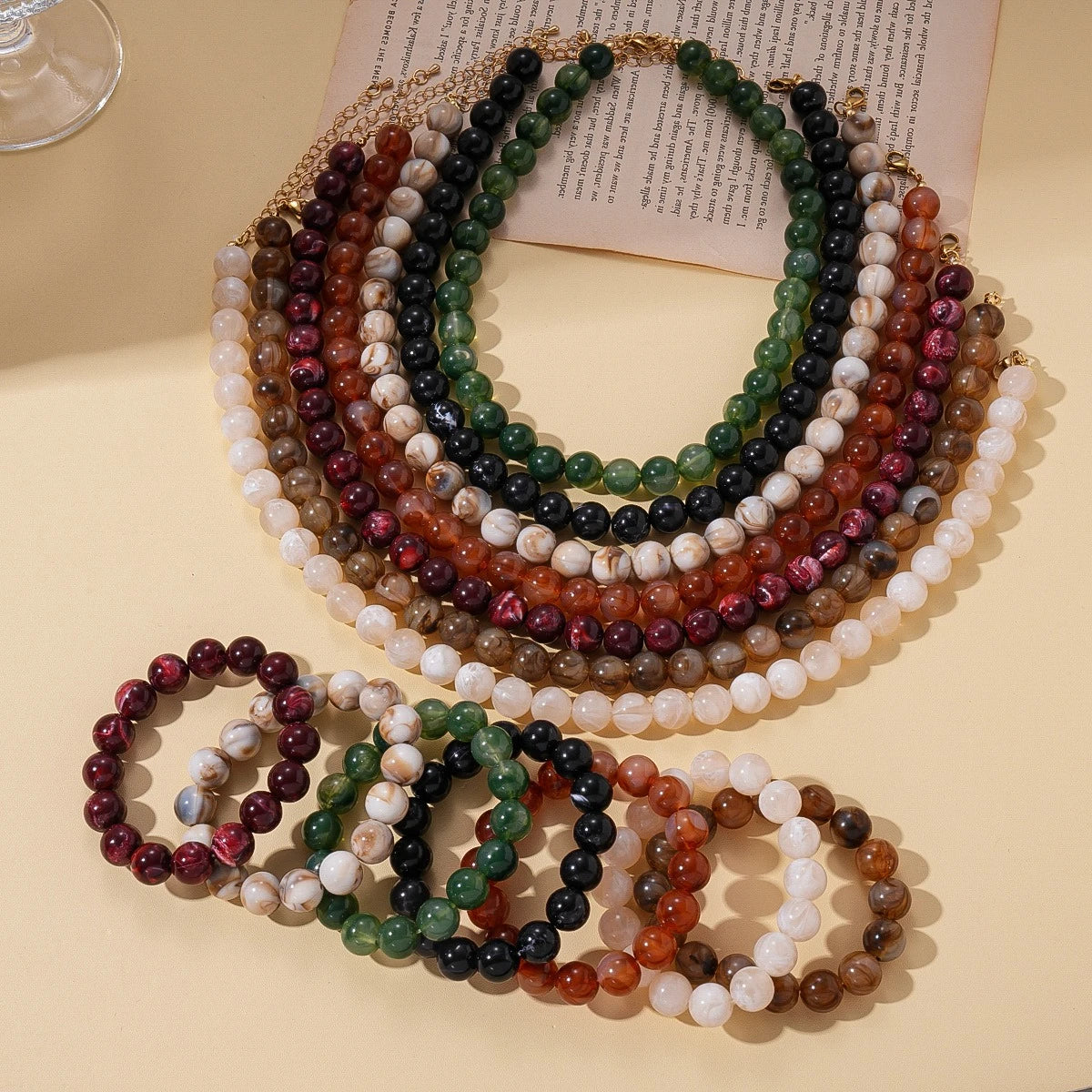 Bracelet élastique perles couleurs d'automne