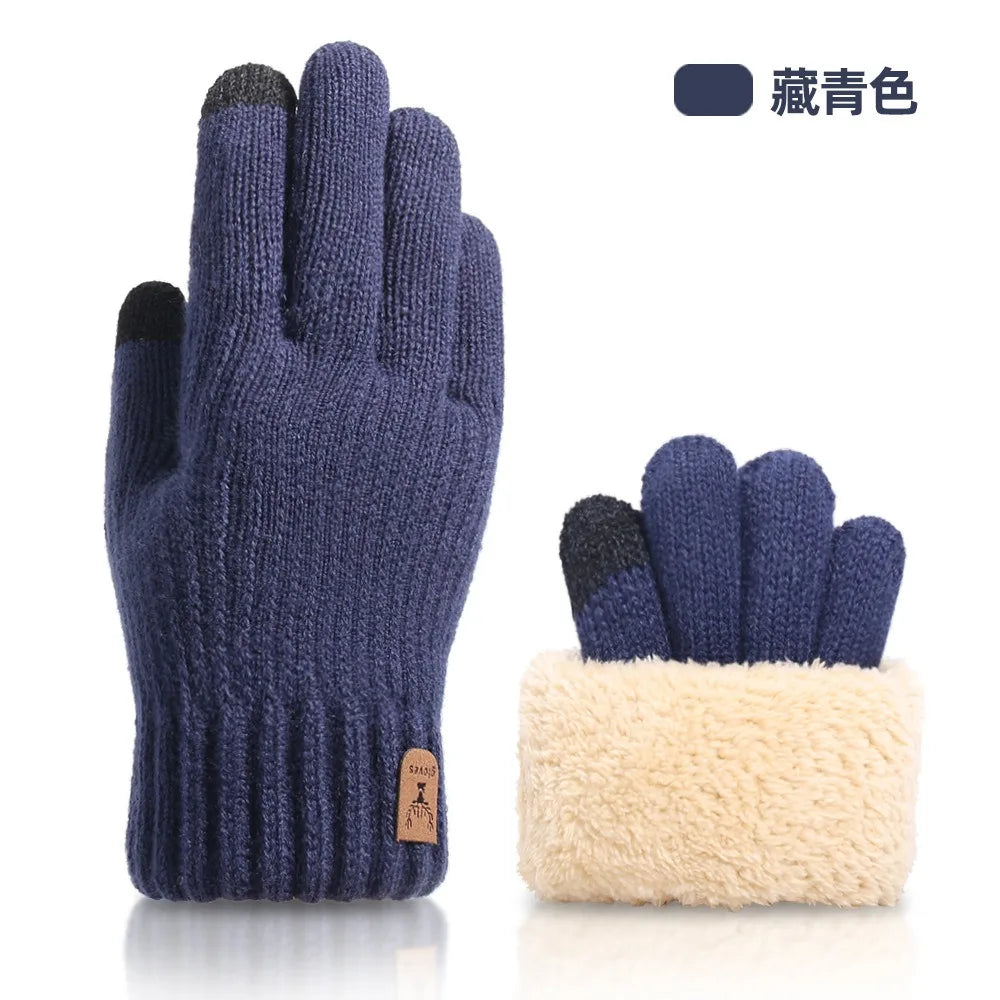 Women's Thermal Touchscreen Gloves - Cable Knit Fleece Lined, Soft Warm Winter for Outdoor Riding Commuting, Autumn Winter