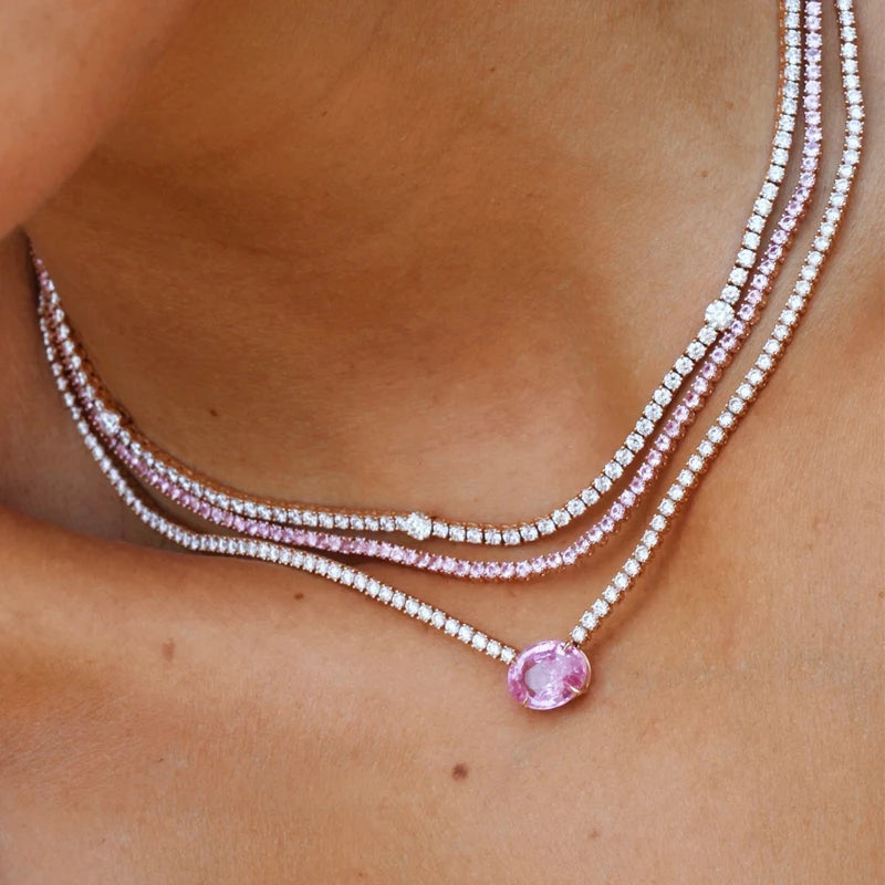 Ras-du-cou cristal rose doré