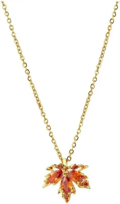 Collier fin feuille d'érable doré