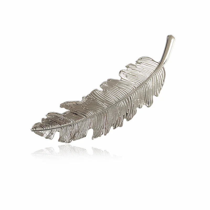 Vintage Feather Leaf Shaped Hair Clip Metal Spring Barrettes Women Girls Ponytail Holder Hairpins Party Wedding Daily Headwear