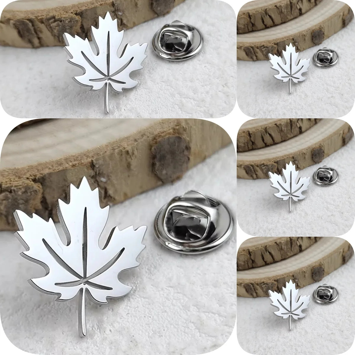 New Maple Leaf Men's Lapel Pin, 316L Stainless Steel Gold-Plated Badge, Black Brooch for Suit Accessories, Gift for Father