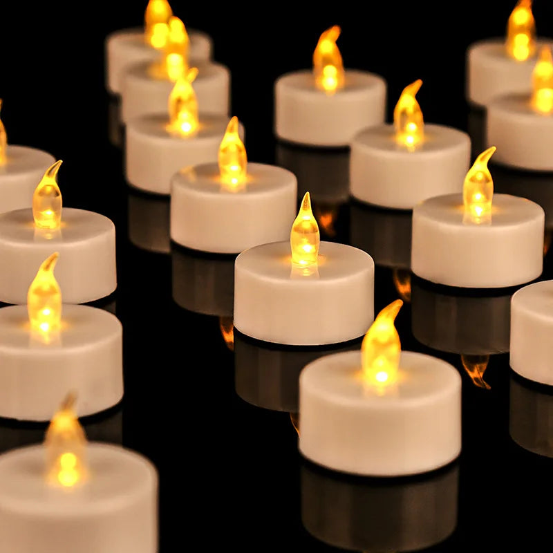 Lot de 12 bougies chauffe-plat LED sans flamme – Piles incluses