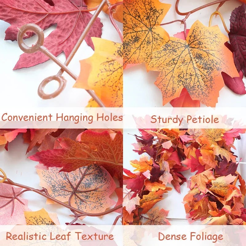 Guirlande de feuilles d'automne artificielle – 2 m