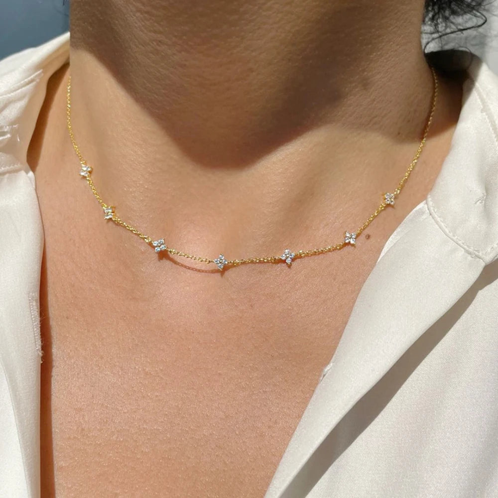Collier trèfle à quatre feuilles doré