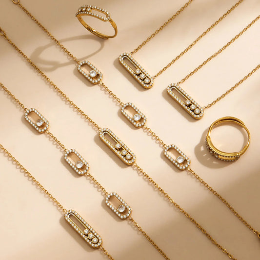 Collier zircones coulissantes doré