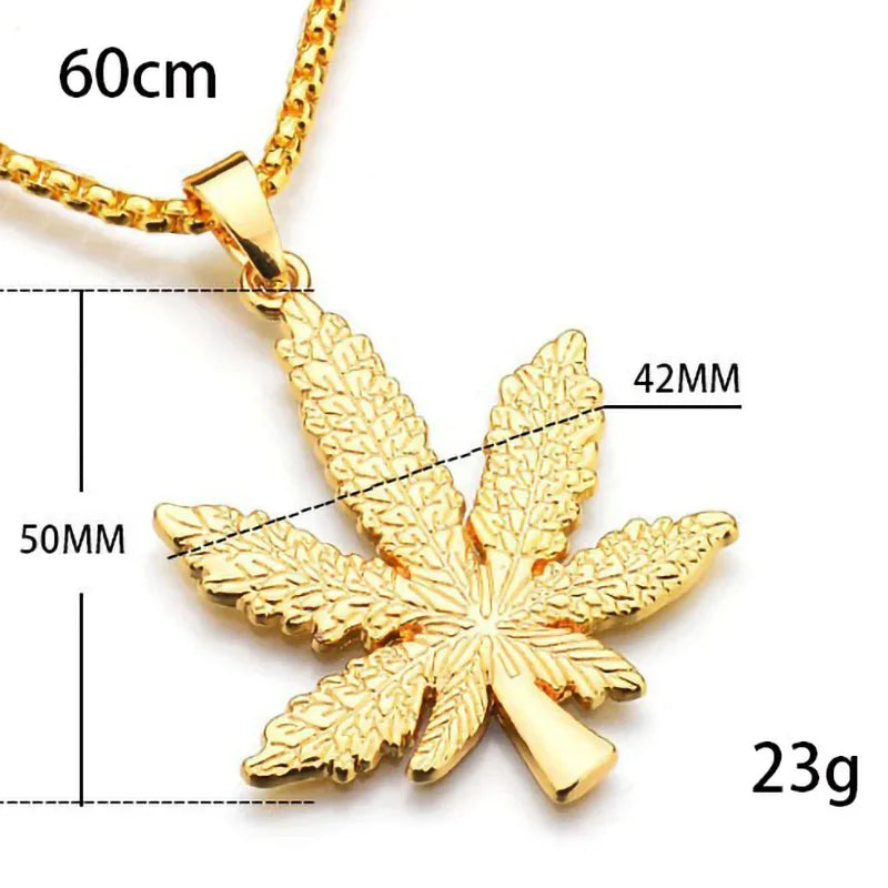 New Maple Leaf Pendant Necklace For Women Punk Style Men Necklace Stainless Steel Sweater Chain Fashion Jewelry Accessories Gift