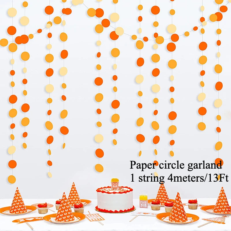 Orange Beige Boho Pom Pom Flower Fall Thanksgiving Banner Heart Tassel Garlands Balloons Hanging Autumn Harvest Wedding Decor