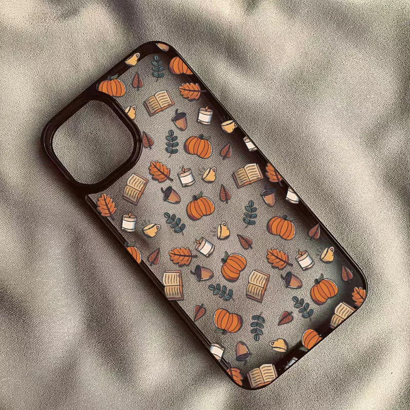 Coque Halloween Citrouille & Crâne Transparente pour iPhone 11/12/13/14/15/16/17/18 Pro Max