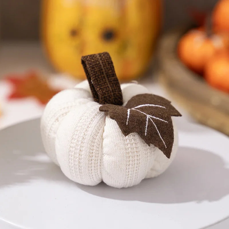 Set de 3 citrouilles décoratives en tissu – Tons d'automne