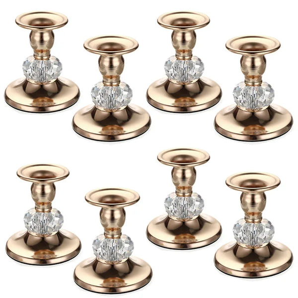 1/2/4/8PCS Metal Taper Candlestick Holders Vintage Brass Taper Candle Holders, Metal Crystal Candle Stands Elegant Candlestick