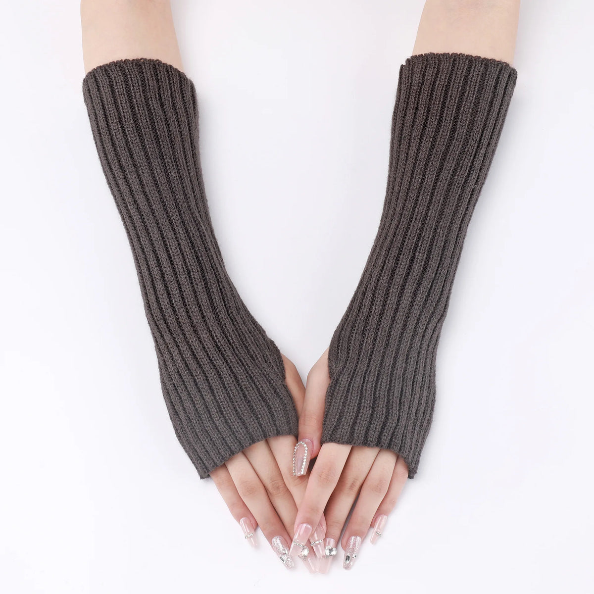 Long Fingerless Gloves Women Mitten Winter Arm Warmer Kawaii Knitted Sleeve Soft Girls Anime Clothes Punk Gothic Lolita 1/2/5 pc